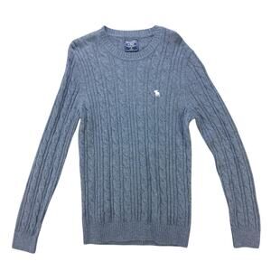 Womens abercrombie & fitich cable knit sweater Size M gray crewneck wool blend